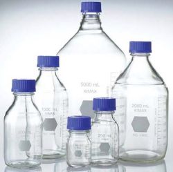 Laboratóriumi üveg kupakkal fehér vagy barna üvegből