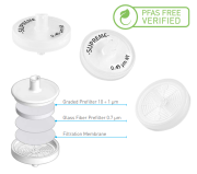 Syringe filter, PFAS free, polyethersulfone, 0.45µm, diameter: 25 mm, with glass fiber prefilter, PP housing, 10 pcs / pack