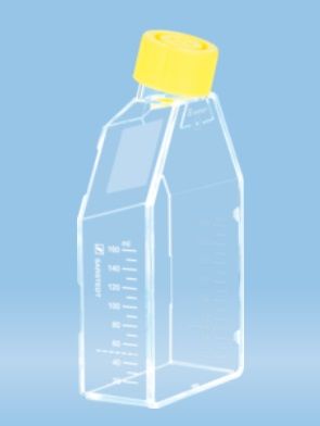 Sterile culture flask 75 cm2, Cell+ for sensitive adherent cells, with 2-position yellow cap, 100 pcs/pack., 98.833911300