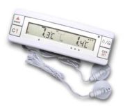 Kétcsatornás digitális hőmérő hűtőszekrénybe és fagyasztóba, -40 - +70°C