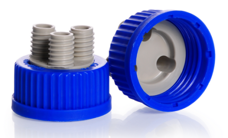 Threaded cap GL45 with three GL14 ports