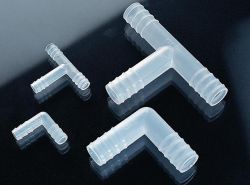 Tube connector in different shapes and sizes, colorless