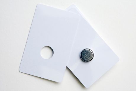 PVC card for data recording button