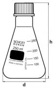 Erlenmeyer lombik csavaros kupakkal, GL 32, 500 ml, BORO 3.3 üvegből