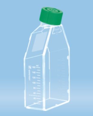 Sterile culture flask 75 cm2, for suspension cells, with 2-position green cap, 100 pcs/pack, 98.833911500