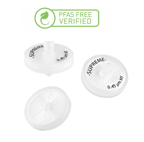 PFAS-free syringe filters with glass fiber pre-filter
