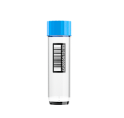 XXLX6000 6 ml cryotube with external thread, bottom 2D code, side 1D &  HR code, blue cap, aseptic, bulk, 240 pc / case