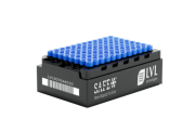 LX1000 1 ml fagyasztó cső külső menettel, 2D kód alul, 1D & HR kód oldalt, kupak nélkül, aszeptikus, automatizáláshoz alkalmas rack bal oldali kóddal, 96 db x 50 rack / doboz