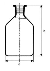 Folyadéküveg normálcsiszolatos dugóval, fehér vagy barna üvegből