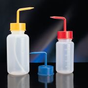 Graduated wash bottle, wide mouth, GL45, 250 ml, red