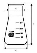 Erlenmeyer lombik, bőnyakú, osztással, 25 ml, Kimble-Rasotherm