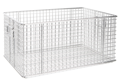 Electropolished wire baskets and covers for transport
