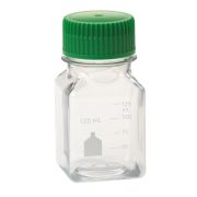 Rectangular PET bottle, 125 ml, graduated, sterile, individually wrapped, 24 pcs/case