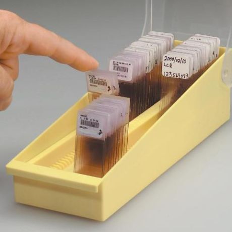 Slide organizer box with removable holder and register sheet