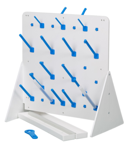 Laboratory equipment drying rack, wall mountable, in two designs